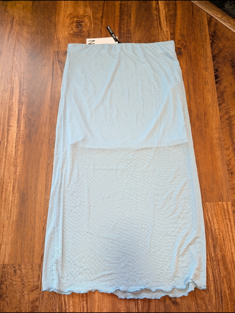 Noisy May Light Blue Maxi Skirt with Silver Dot Embellishment